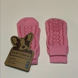 New Pup Crew Non-Skid Pink Cable Knit Dog Socks Size M/L
